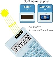 Vista 4 de Calculadora básica, mini calculadoras de escritorio de tamaño de bolsillo para escuela, oficina, hogar (azul claro)