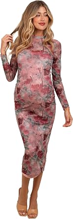 PinkBlush Floral Printed Mesh Overlay Maternity Maxi Dress