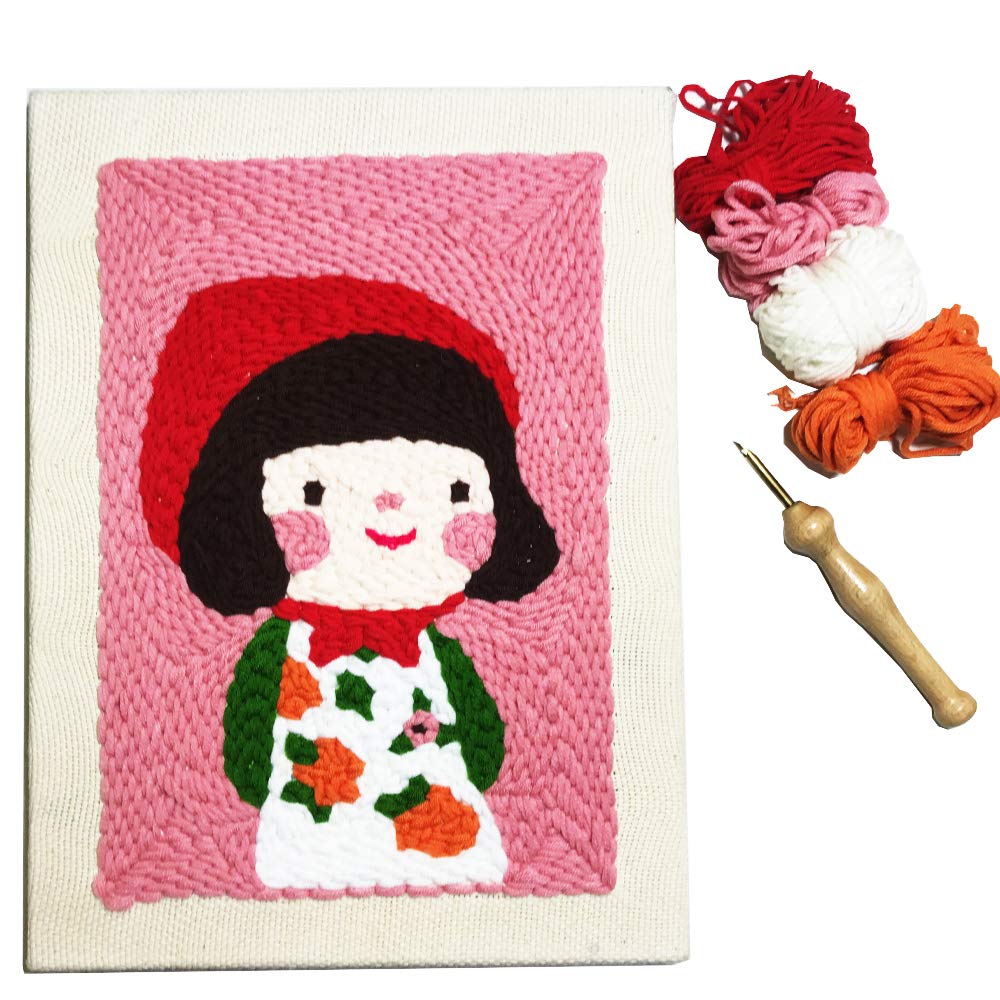 Wool Queen Punch Needle Mirror Kit - Rug Yarn Hooking Beginner Set with 10''x14'' Frame and 6''x8.6'' Mirror | Ideal Craft Gift for Kids and Adults