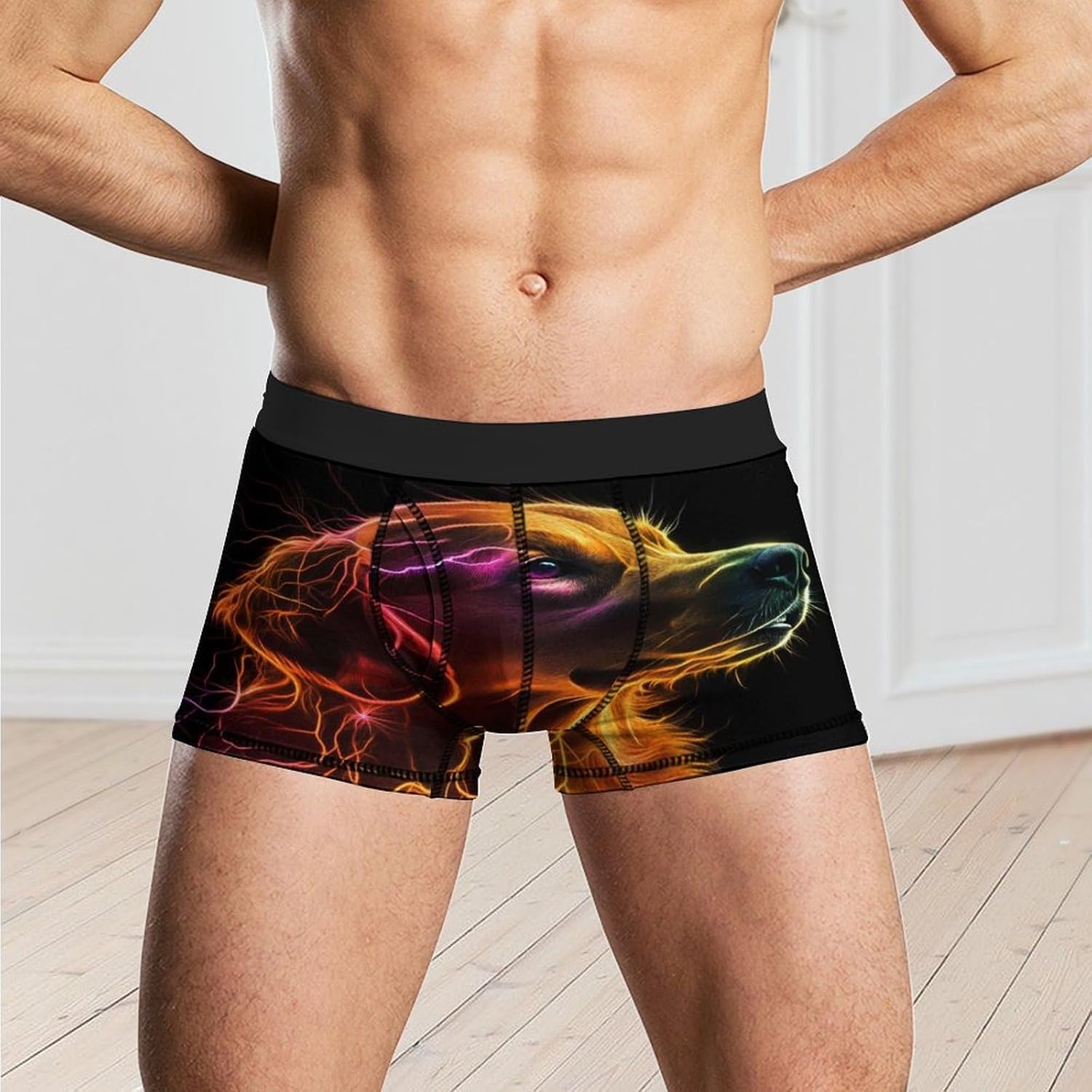 Thunder Retriever Dog Print Mens Underwear Moisture-Wicking Boxer Briefs Breathable Shorts Underpants Trunks