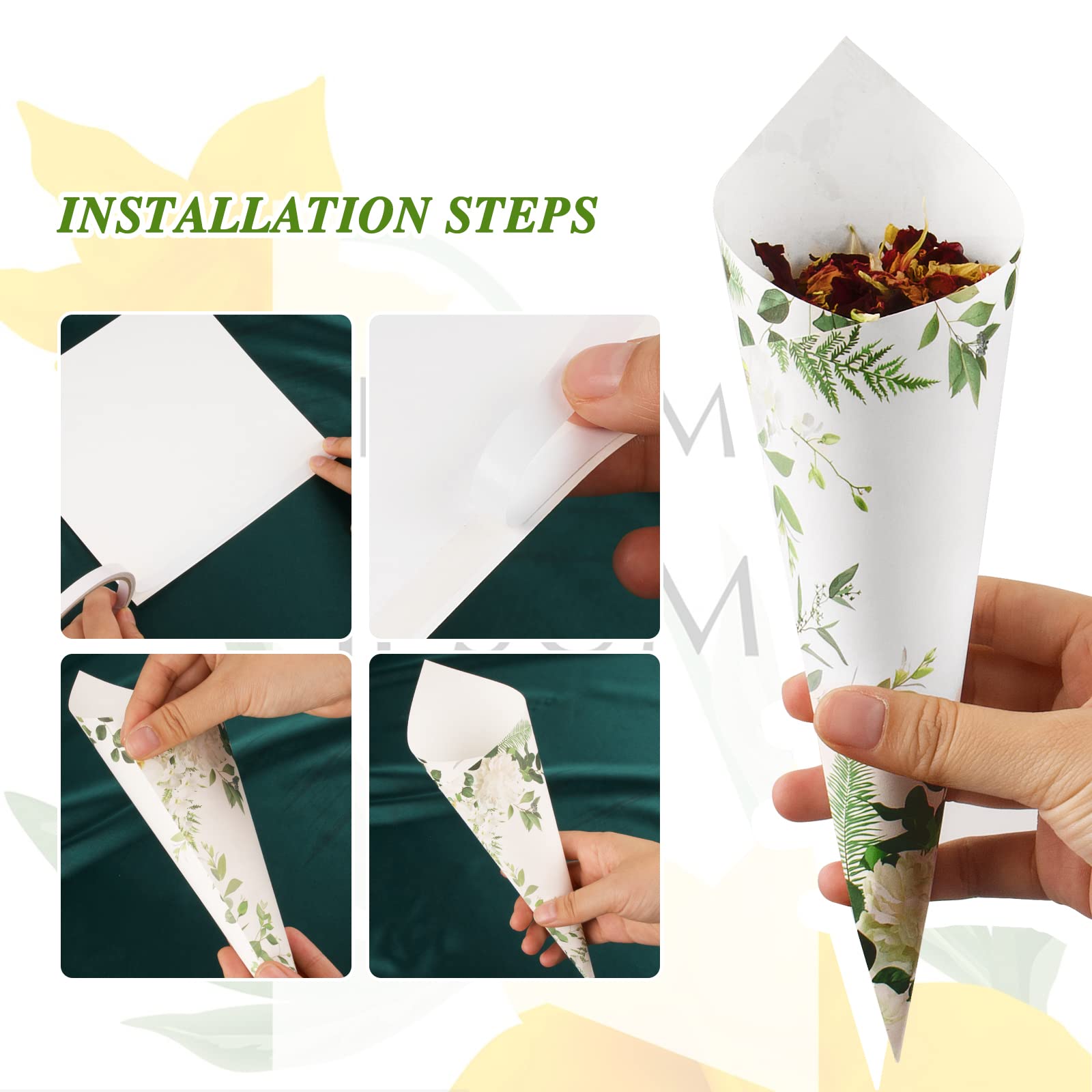 Coni Portariso Matrimonio - 30 Pezzi, Bianchi, Con Coriandoli Fiori, Per Nozze E Feste - Foto 5