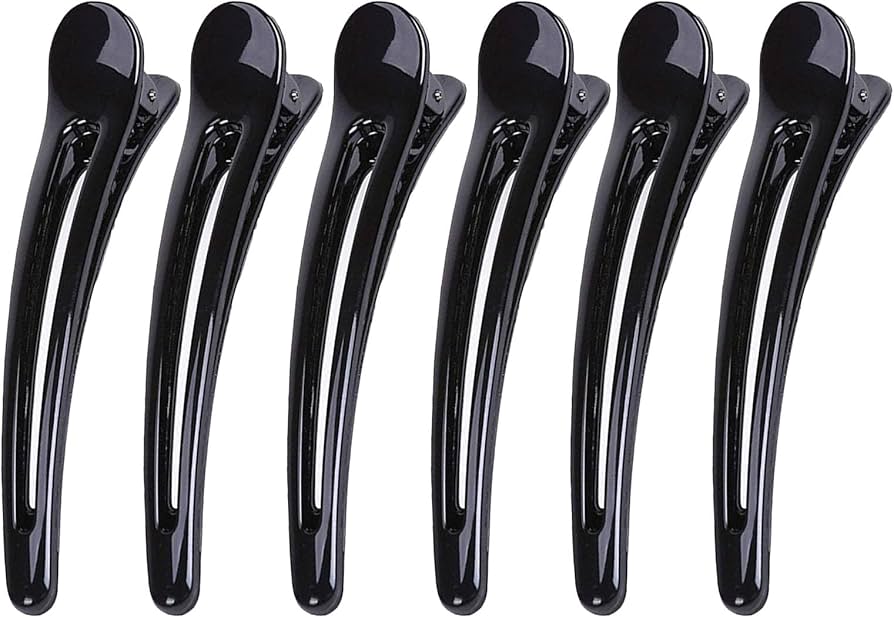 Amazon.co.jp: shefun ダッカール プロ用 lサイズ 大 黒 美容師 業務用