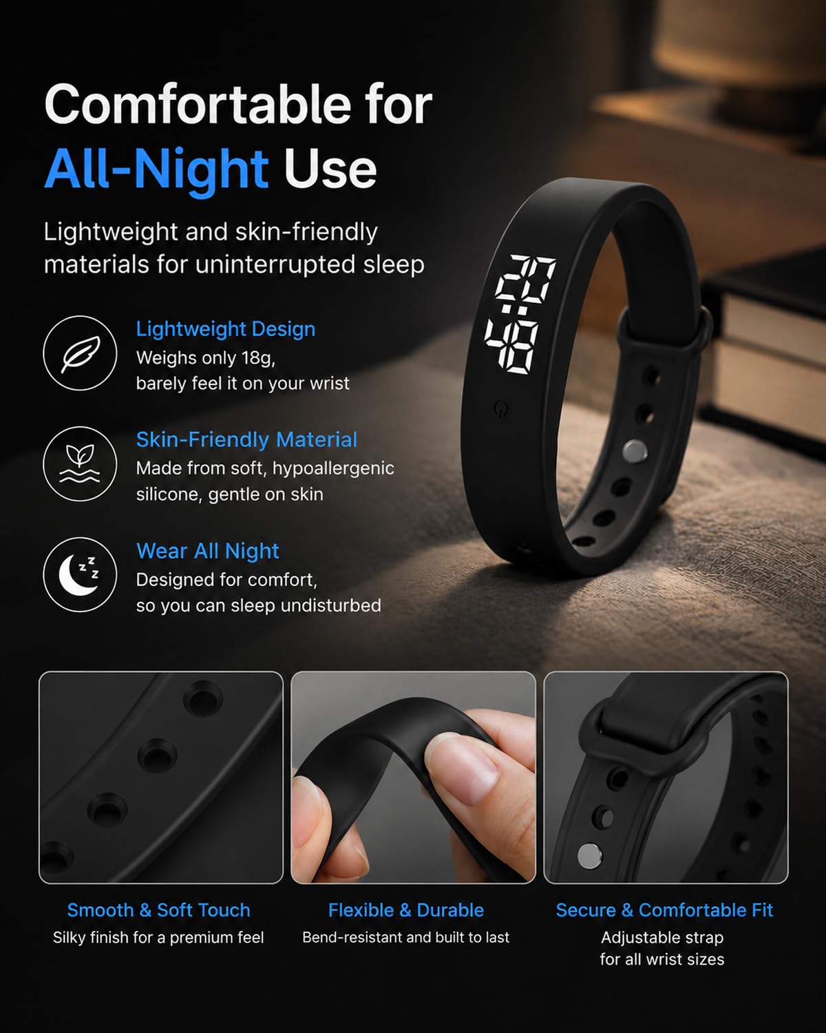 Vibrationsalarm-Armbanduhr für schwere Schläfer, passend für Gehörlose Menschen, tragbarer Vibrations-Handgelenk-Alarm, wasserdicht, leiser Alarm, für Damen und Herren