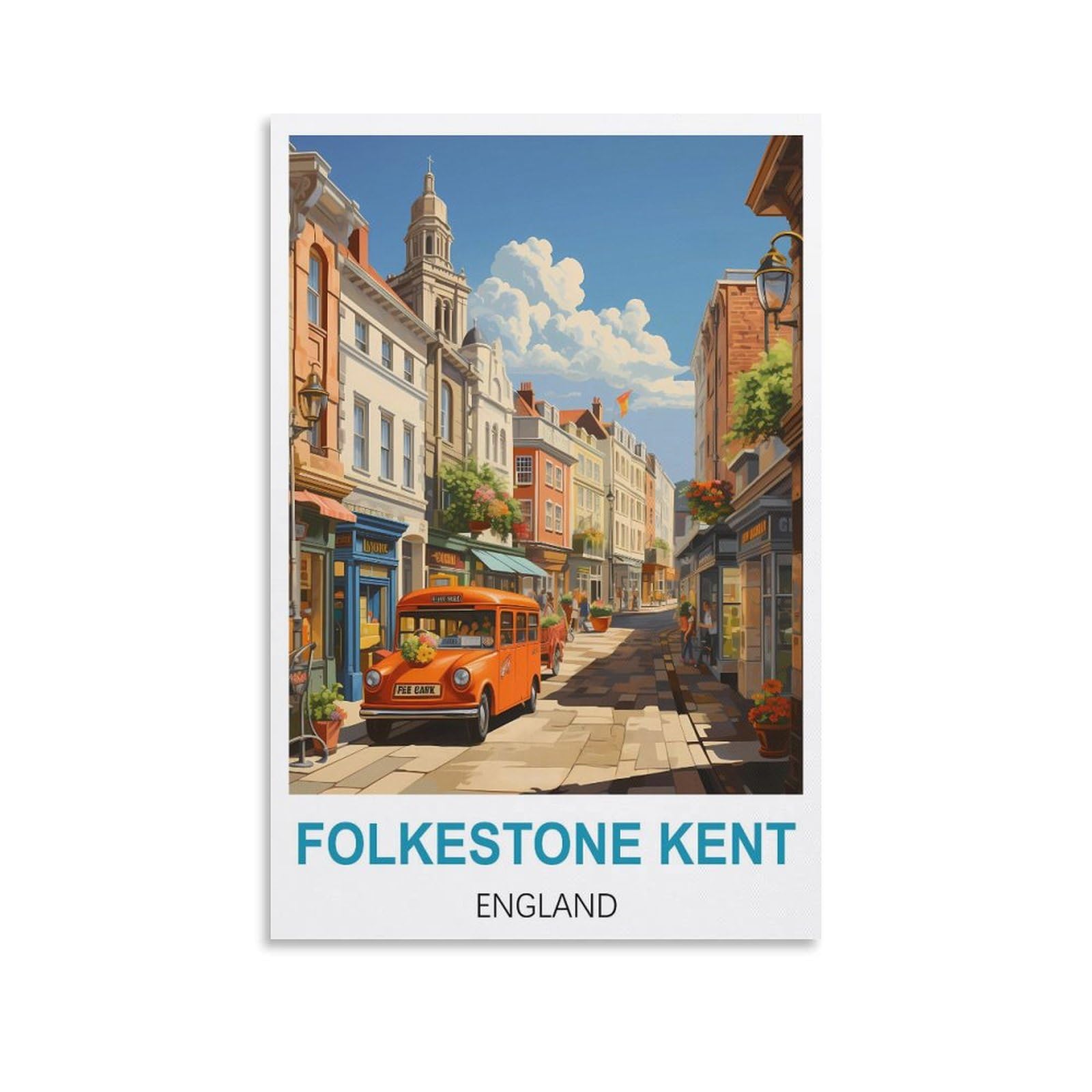 EZMLFA Diamond Painting Kits for Adults,Folkestone Kent England 5D Diamond Painting Kit for Adults Beginners, DIY Full Round Drill Gem Art Kits for Home 30x40cm