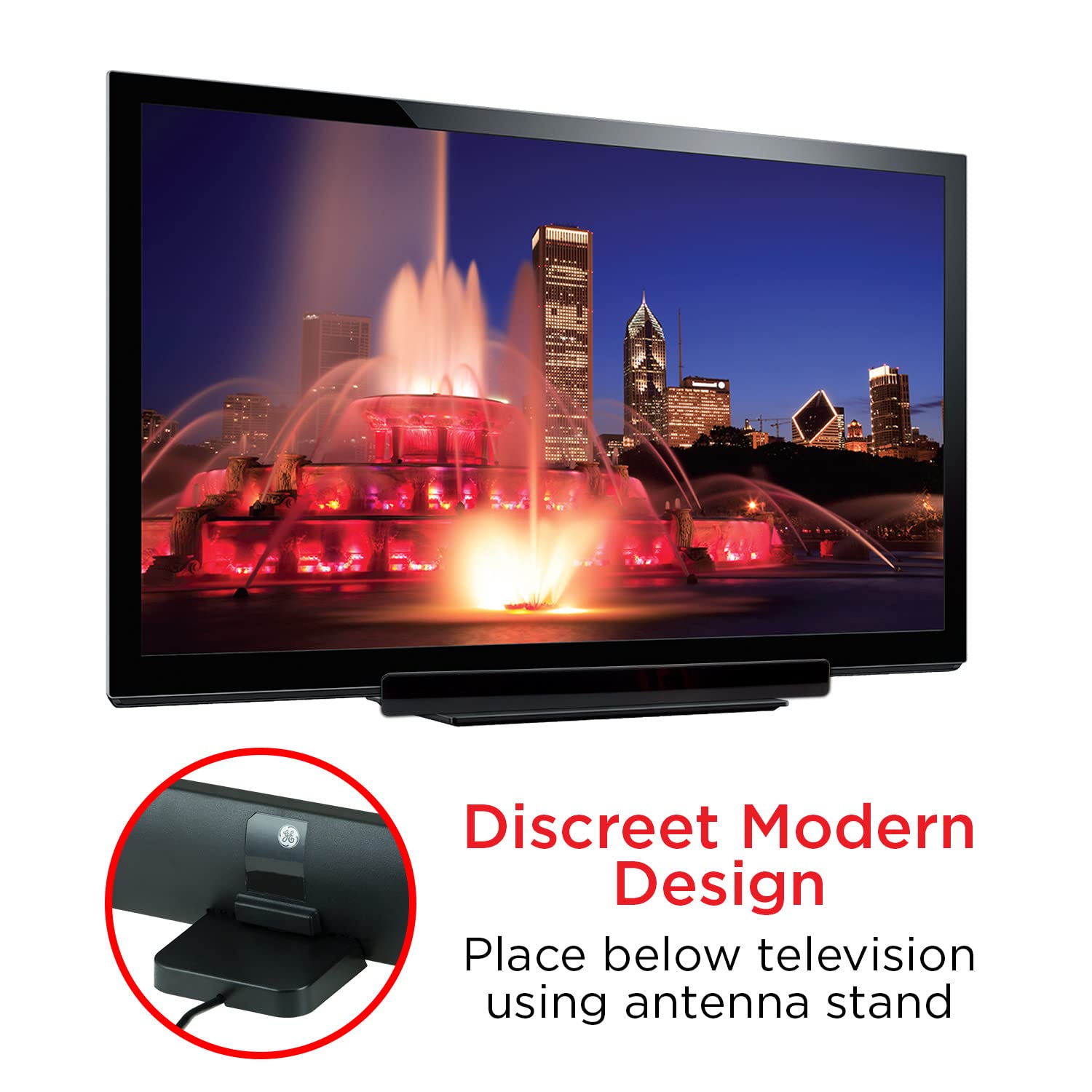 UltraPro Antenne TV numérique HD amplifiée d'intérieur à Profil Fin, Design Moderne de Bar, amplificateur de Signal Longue portée, Prend en Charge 4K 1080p VHF UHF HDTV, Compatible Smart TV, Noir