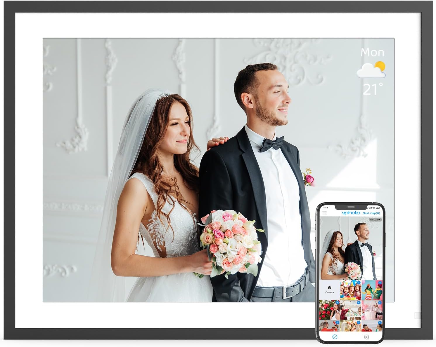 Large Digital Picture Frame 17″ WiFi Picture Frame – 1280x 960 IPS Touch Screen, 32GB Dual-WiFi, Motion Sensor, Auto Rotate, Wall Mounted, Free Cloud, Share Photo Video via App or Email, Gift for Mom