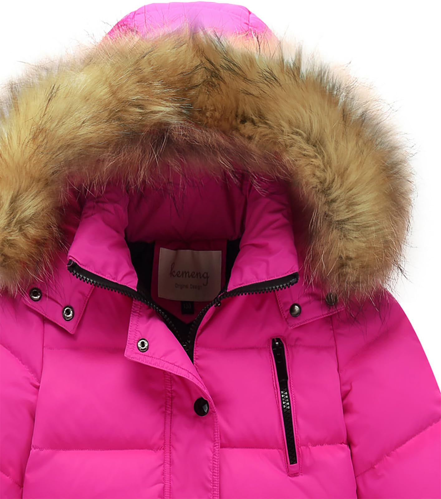 Abrigo para niño y niña, chaqueta de plumón largo, grueso, abrigo con capucha, piel cálida para invierno de 2 a 13 años, rosa rojo, 9-10 Años