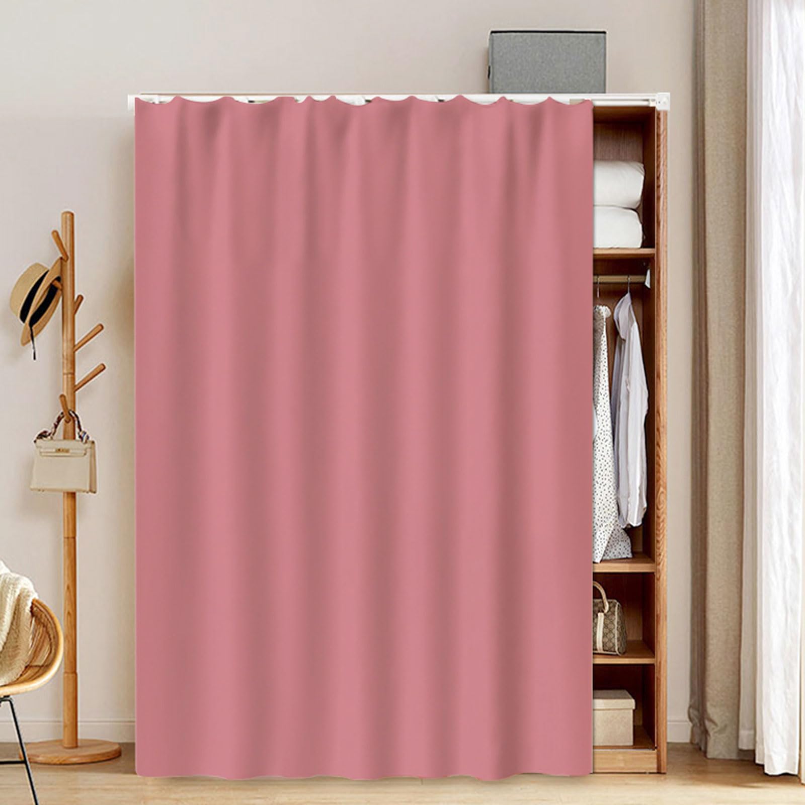 Wansiman Rideaux D'Armoire Pour é TagèRes,Rideau Sous Evier,Rideau D'Armoire à Chaussures,Rideau En Tissu Anti-poussière,Rideau Meuble Cuisine,pour Meuble,Placard,DéCoratif,BibliothèQue