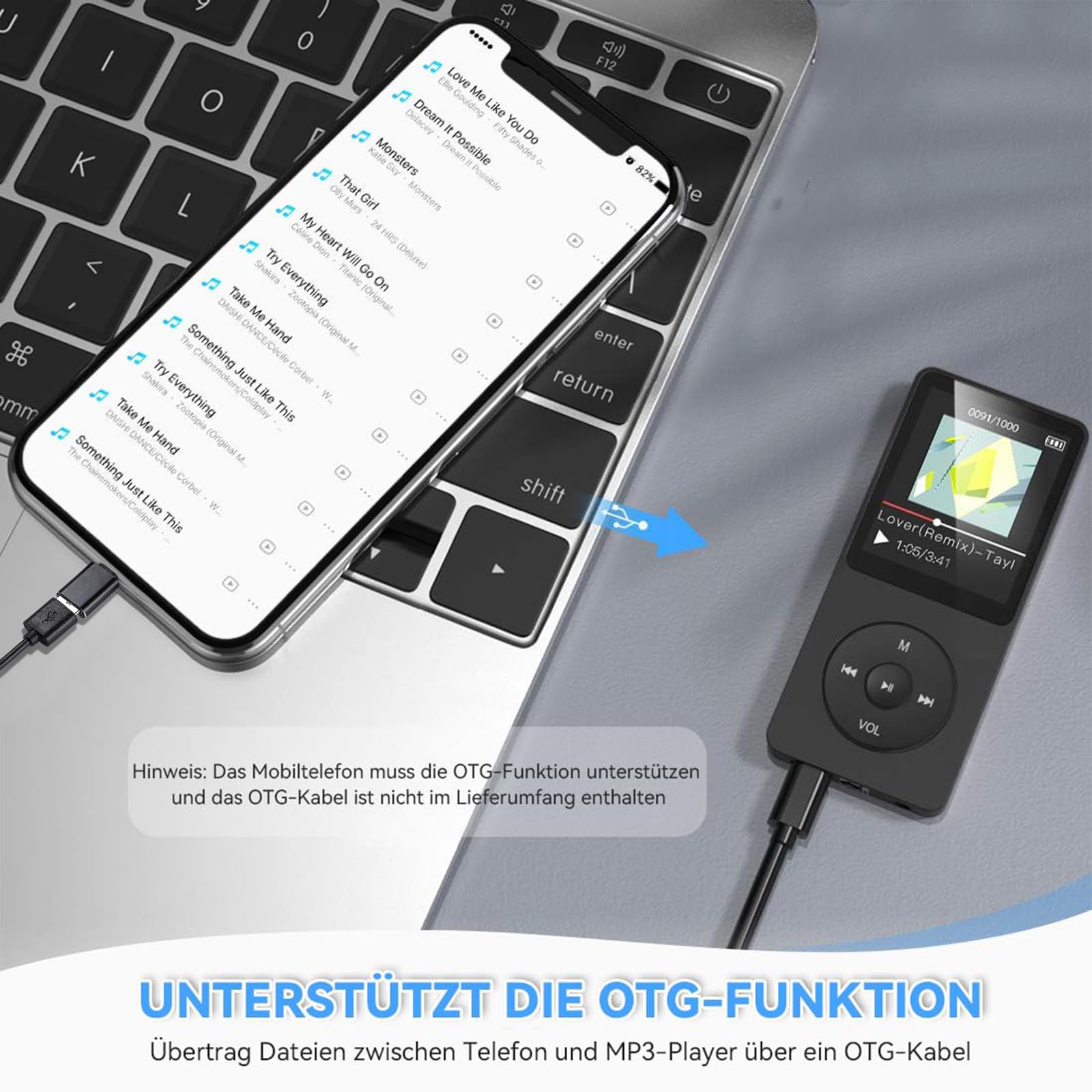 AGPTEK 64 GB Klassischer MP3 Player, 70 Stunden Akkulaufzeit tragbare HiFi Musik Player mit Kopfhörer, FM Radio, Aufnahmen, verlustfreie Musikwiedergabe bis zu 128 G, Schwarz