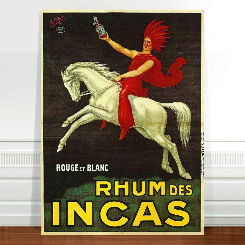 Stunning Vintage Rum Alcohol Poster Art ~ CANVAS PRINT" ~ Rhum des Incas Paintings Landscape Oil Painting Original Drawing Photo Wall (8x12inch NO Framed)