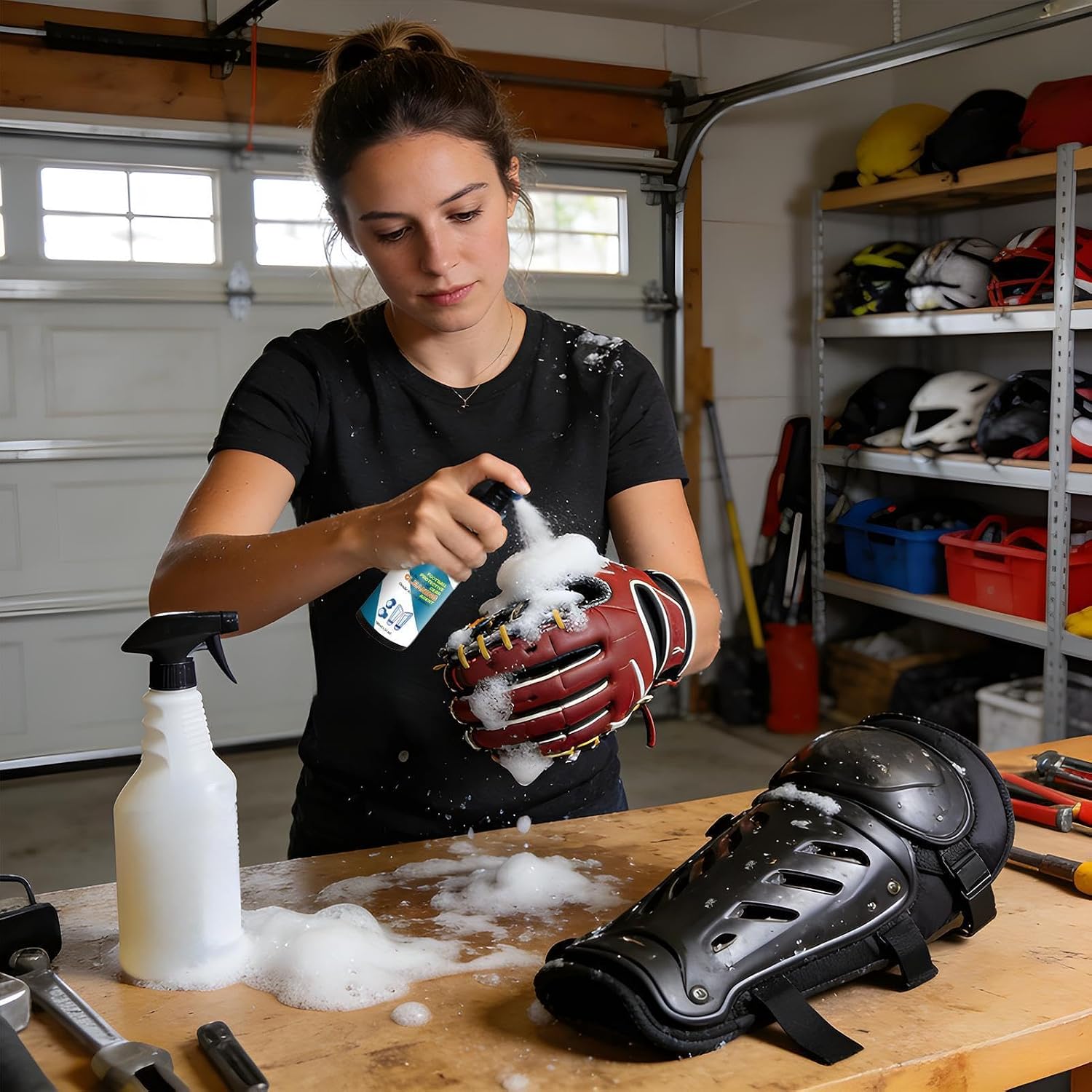 Soccer Glove Cleaner - 100ml Sports Gear Odor Remover Wash Foam,Goalkeeper Glove Spray,for Shoes Work Boots Clothing Helmet Pads Yoga Mats Hockey Baseball Football