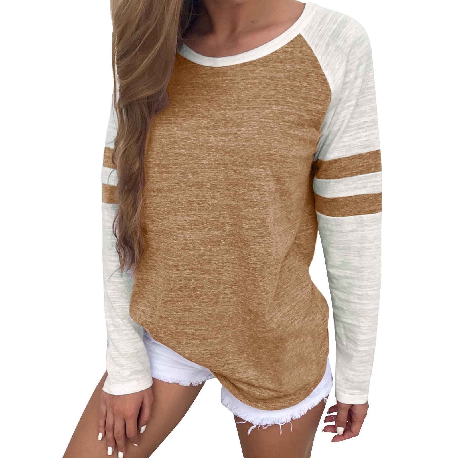 Genérico Blusa de Mujer para Mujer, Blusa de Manga Larga a la Moda con Empalme, Blusa para Mujer Camisas Mujer Manga Larga Invierno