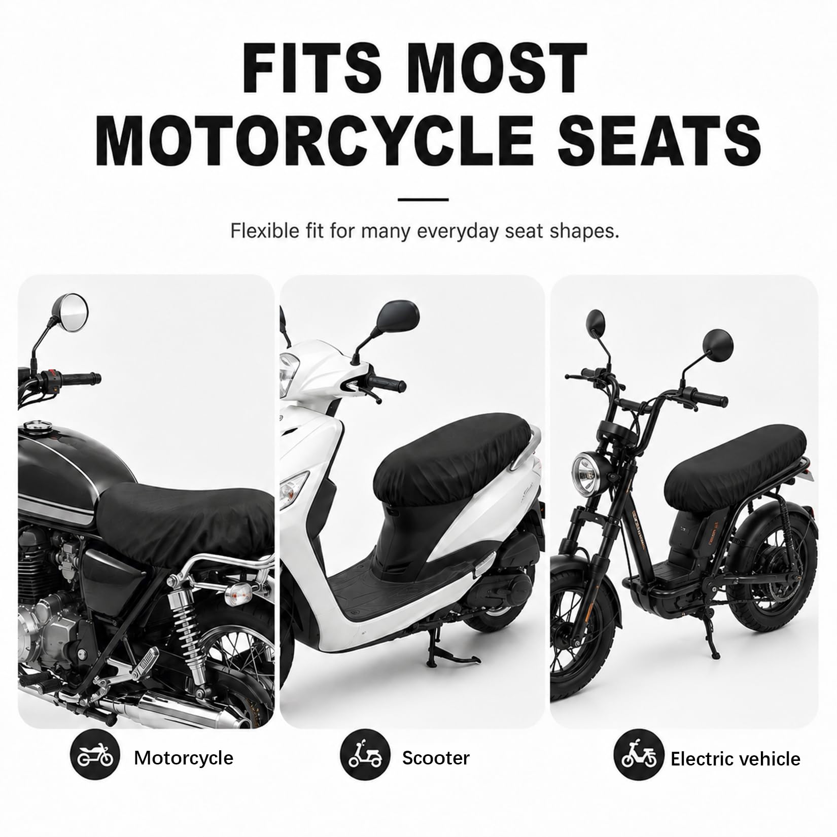 Wodoodporny pokrowiec na siedzenie motocykla XXL 100-115 cm | Materiał Oxford, uniwersalne dopasowanie, chroni przed deszczem, słońcem i kurzem, łatwy montaż