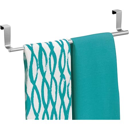 mDesign Toallero de barra telescópica para paños de cocina – Perchero extensible hasta 43,2 cm para colgar de la puerta del armario – Colgador de ...