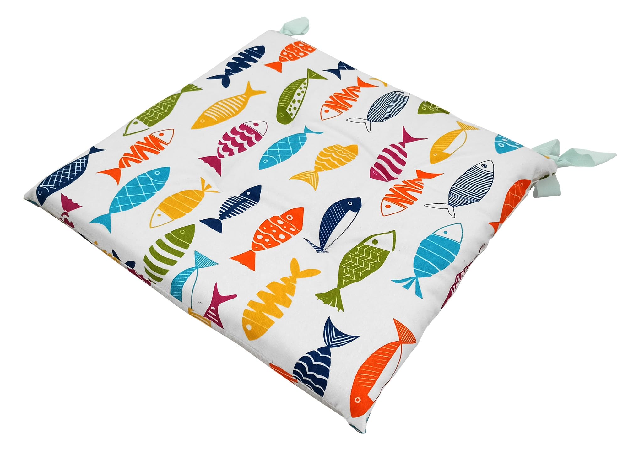 n. 4 cuscini copri sedia per cucina simpatici PESCI COLORATI Mare Multicolor Made in Italy