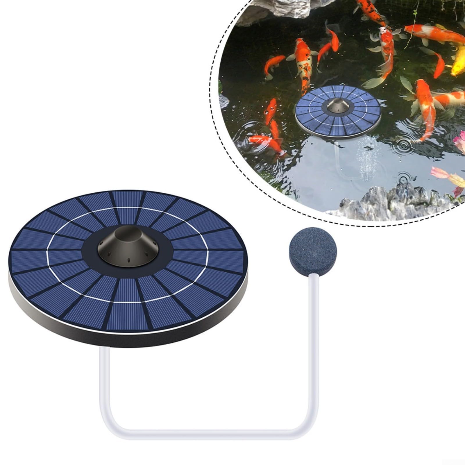 Pompa di ossigeno per laghetto a energia solare per fontane, stagni e acquari, con tubo dell'aria e pietra a bolle