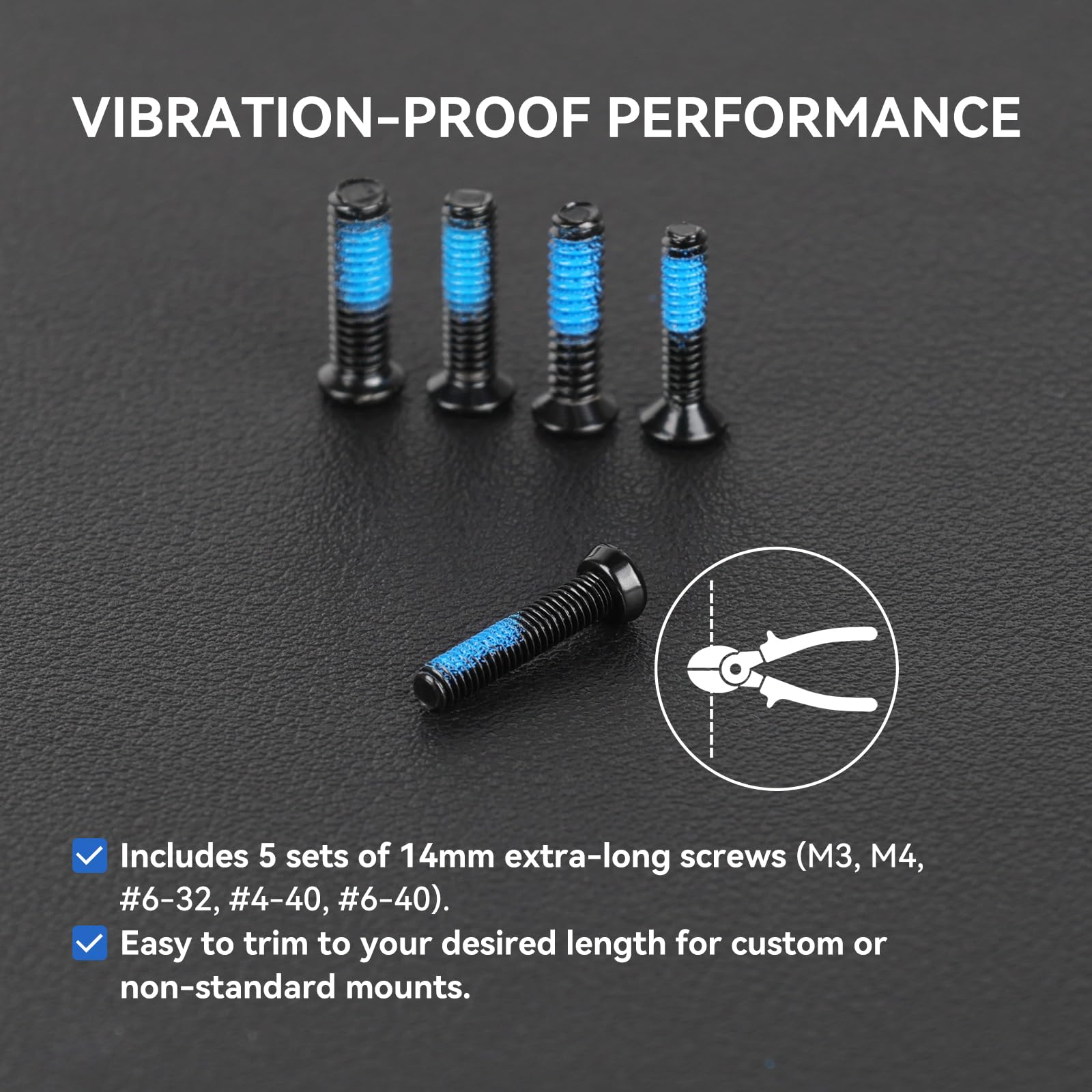 VOTATU Kit de vis de montage Red Dot – 112 pièces (28 ensembles) de vis d'armure et d'optique, y compris M3/M3.5/M4/#6-32/#4-40/#6-40/#6-48 (4 pièces/lot) pour visée point rouge et montage sur plaque