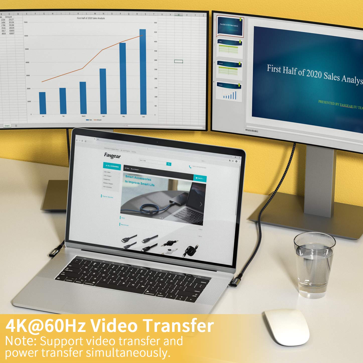 Fasgear 100W USB C to Type C 90-Degree Cable, 2 Pack 6ft USB 3.1 Gen 2 10Gbps Data Power Delivery Cord Compatible for VR Headset,PD Docking Station,Hard Drives,Mac-Book,4K Displays (6ft, Black)