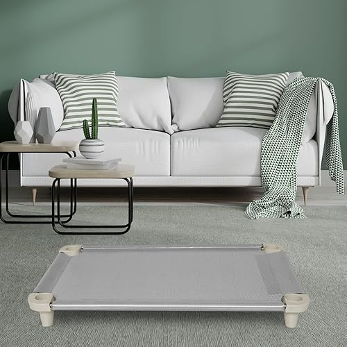 Miniatura 8 de Acrimet Cama elevada para perros y mascotas, cuna de malla lavable y transpirable, marco de acero inoxidable, uso en interiores y exteriores, se