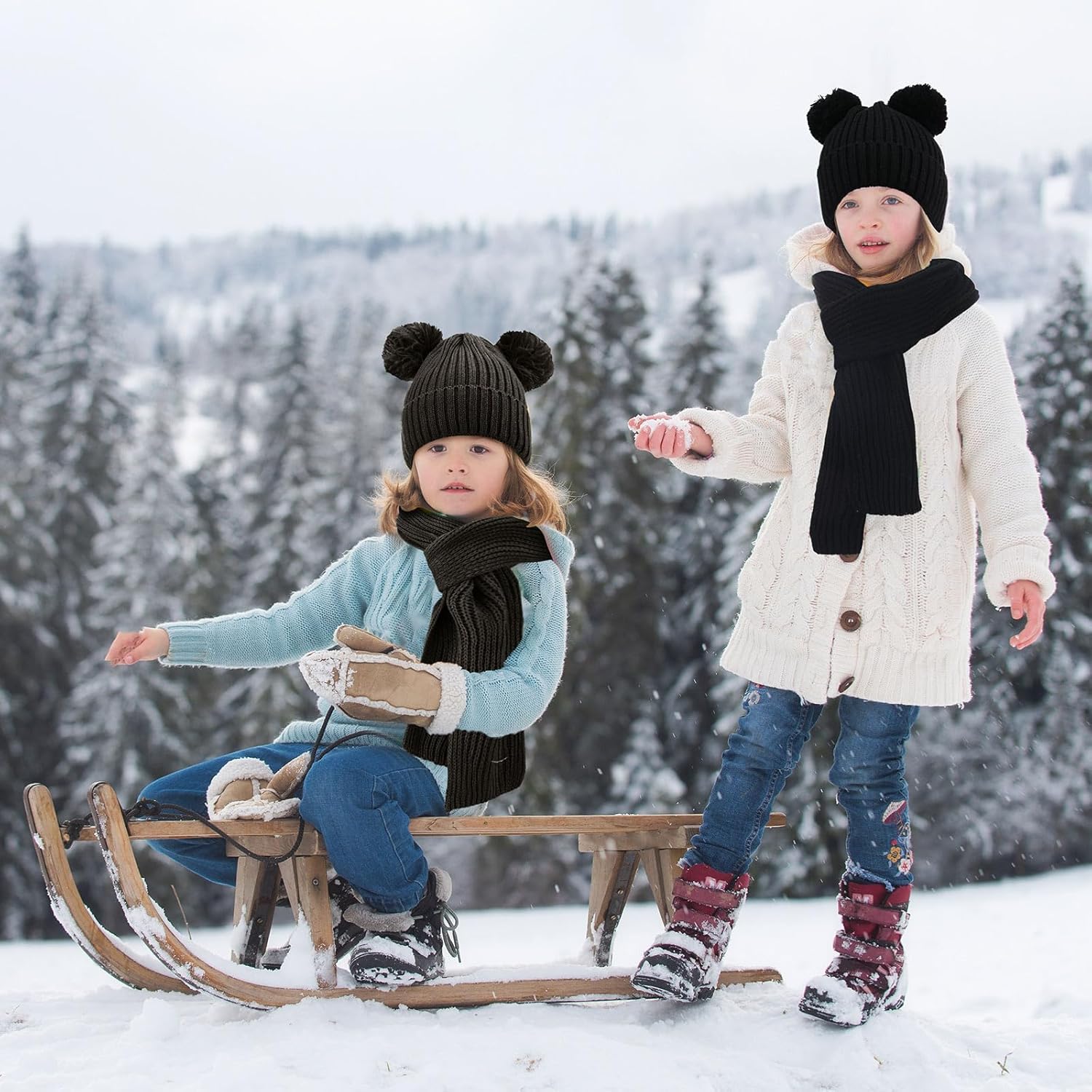 Geyoga 12 Pcs Toddler Winter Hat Gloves Scarf Winter Warm Set Kids Knit Beanies Long Scarf Gloves for Boys Girls Ages 2-8 - Image 5