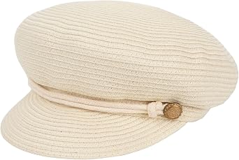 Women Belt Button Wide Brim Straw Woven Sun Hat Visor Newsboy Cap | Summer Sun Production Sunhat Artist Painter Hat for Sport Outdoor Travel Beach