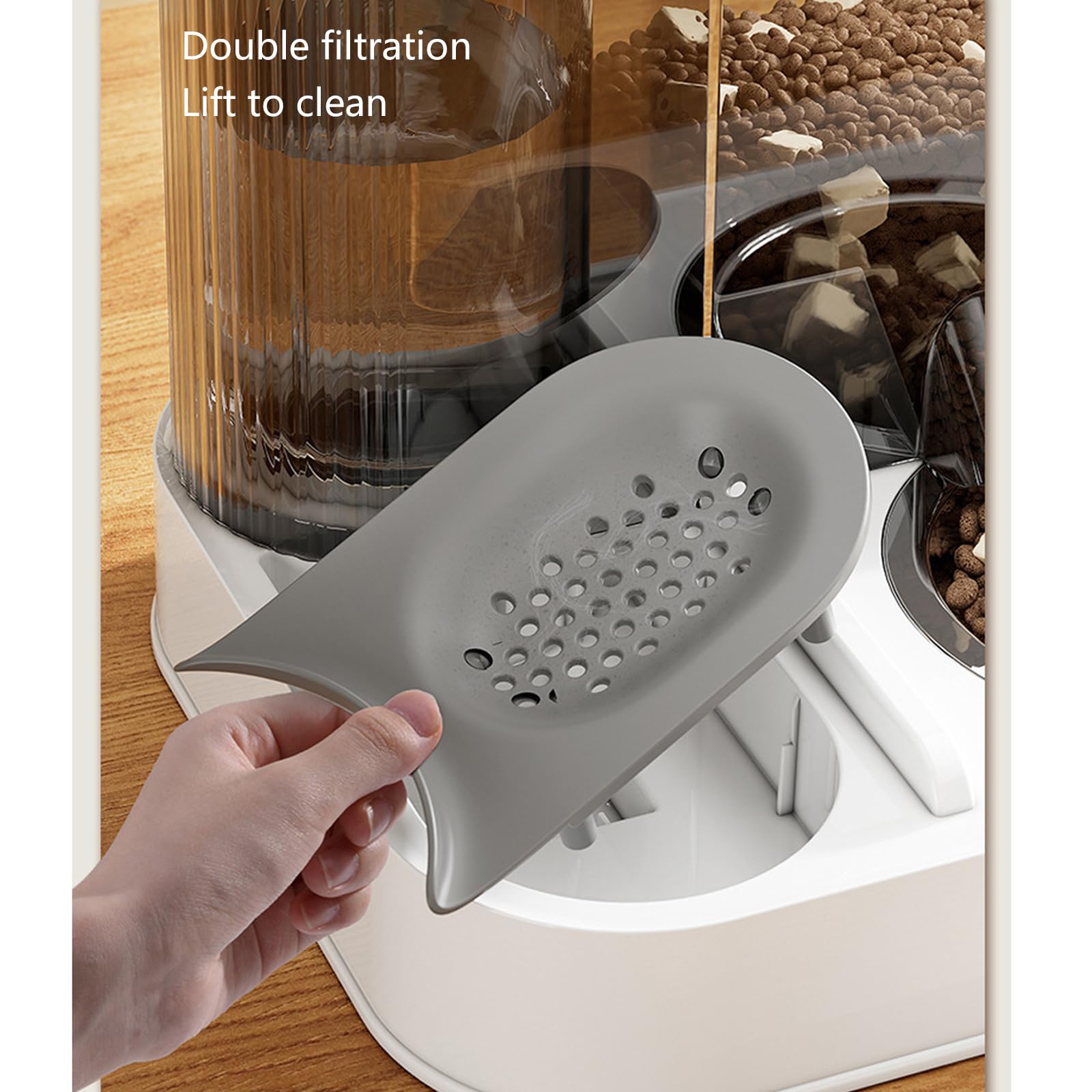 Comedero elevado para mascotas con comedero de acero inoxidable extraíble y dispensador automático de agua. Cuenco de acero inoxidable para gatos con agua y comida