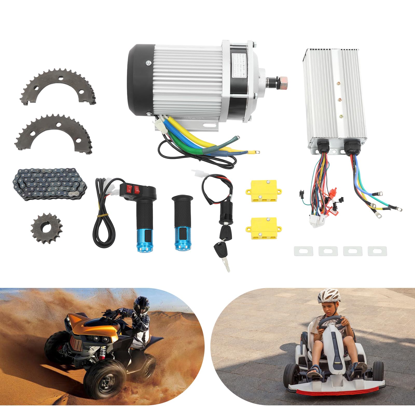 DC Motor Kit 60V 1500W 595RPM 27.5Nm für Go Kart Roller E-Bike