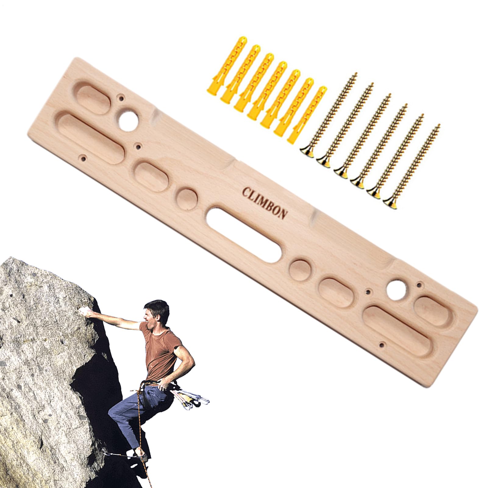 Escalada Hangboard – Dedos de madera – Tabla de fuerza para entrenamiento con agarre | Entrenador de escalada montado en la puerta, marco de ejercicio de pared múltiple, para interiores al aire libre