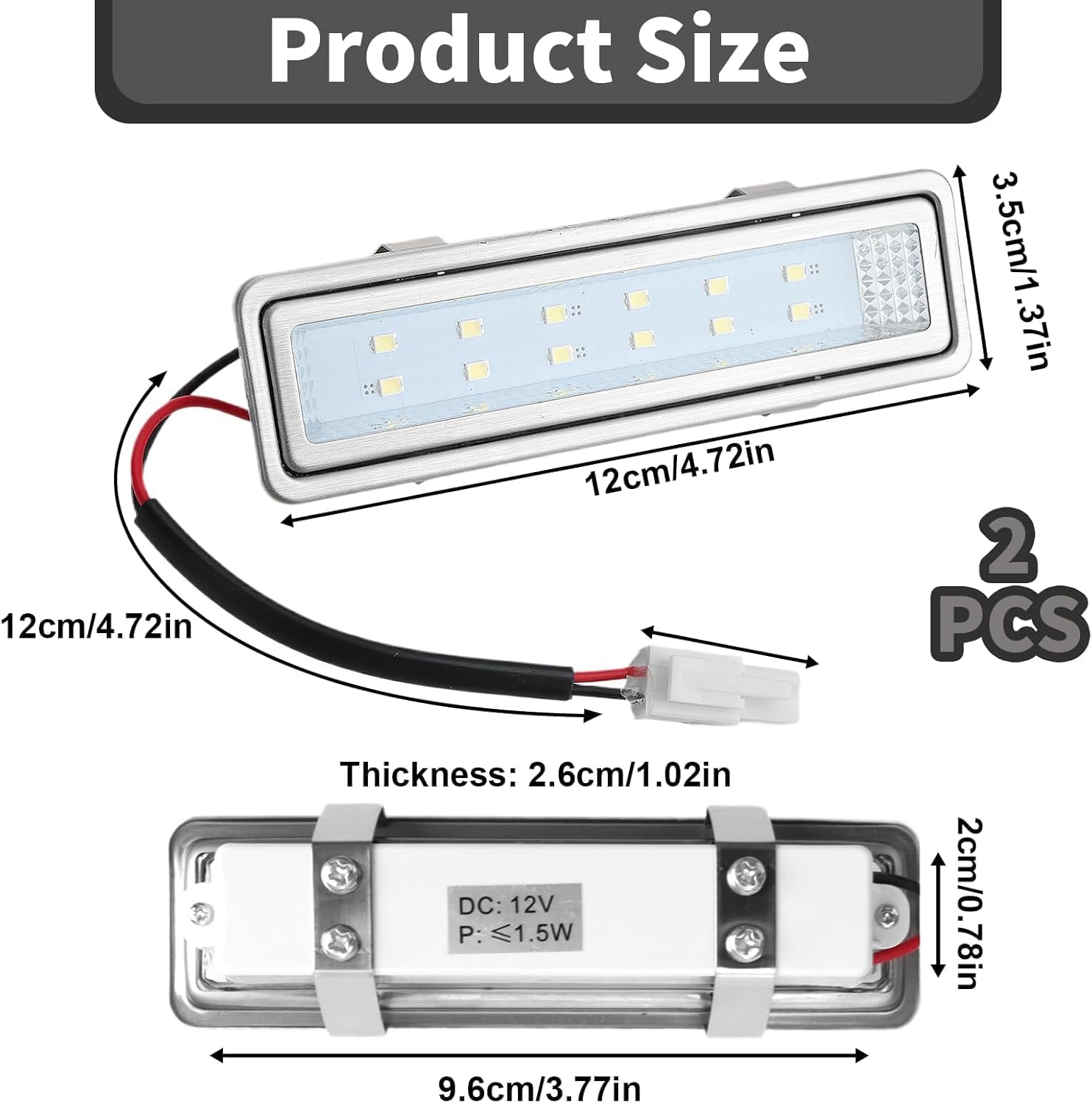 Dimensions of the GUGUMO Range Hood LED Light Bulb.