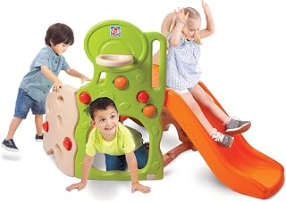 Grow'n Up Lil Adventurers Climber and Play Slide Multi-Play Set with Slide Basketball Hoop Climbing & Crawling Activities 3 Plastic Balls UV-Protected Plastic Indoor/Outdoor Fun for Ages 1.5-4 Years