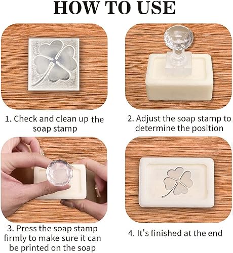 Miniatura 6 de CRASPIRE Sellos de jabón personalizados, sellos de jabón acrílicos, fabricación de jabón, 1.7 pulgadas, sello de jabón hecho a mano con asa, sello