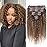 Curly Clip In Hair Extensions Real Human Hair Clip Ins Balayage Chocolate Brown to Caramel Blonde Human Hair Extensions 8Pcs with18clips 120g/Set (16 inch4/27/4)