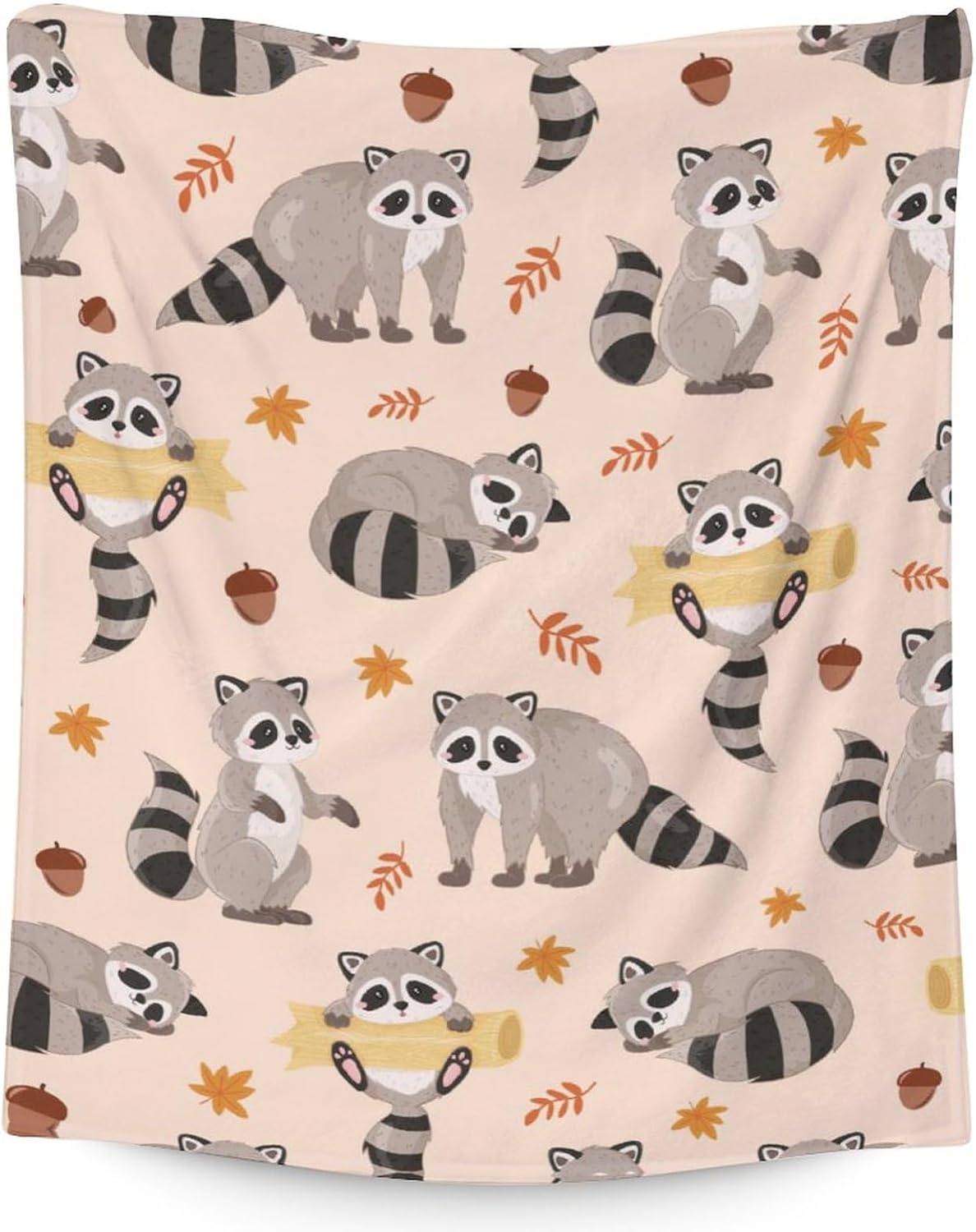 COZYAURA Raccoon Blanket - 60x80 Inches Twin Size Throw Blanket for Adults - Soft Fuzzy Blankets for Couch, Living Room & Office - Brown Cute Cozy Blankets Gifts