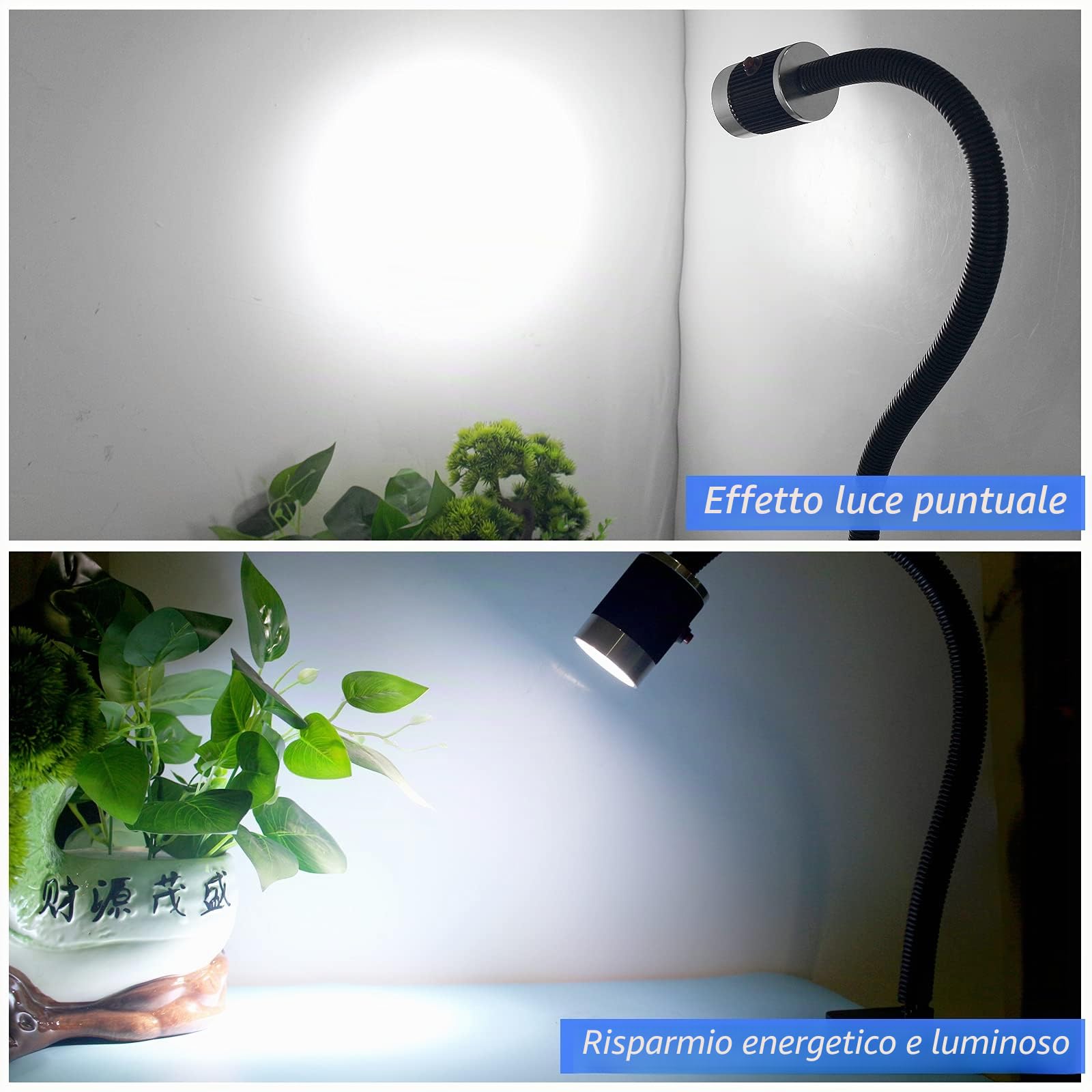 Luce a collo d'oca flessibile a led 900 lumen fissa con morsetto a C Lampada da lavoro per illuminazione industriale per macchine utensili e tornio