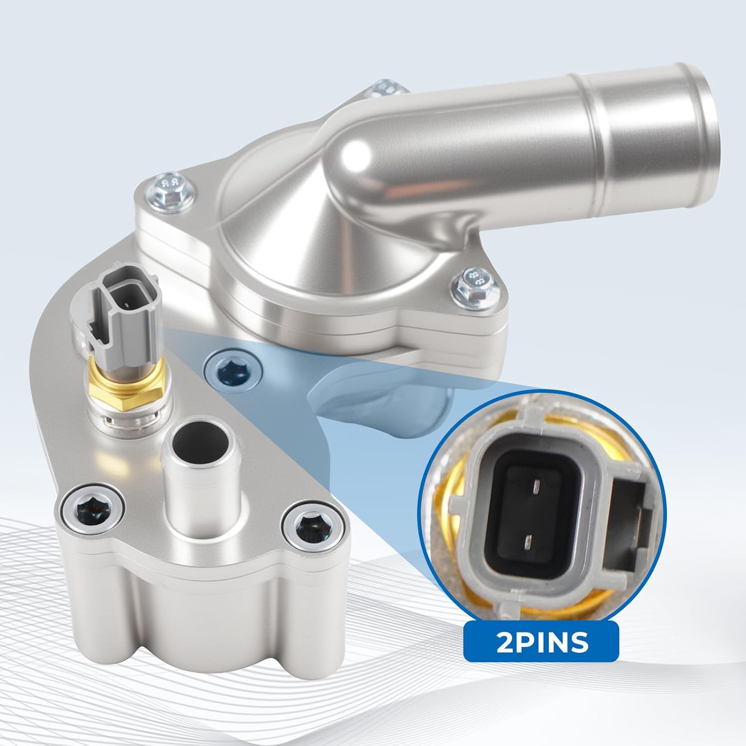 Upgraded Thermostat Housing Assembly with Sensor Compatible with Ford Mustang 4.0L 2005 2006 2007 2008 2009 2010 Replaces 5R3Z8592BA Aluminum Alloy