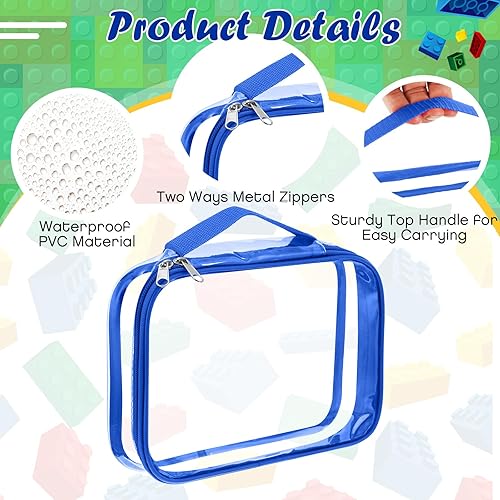 Miniatura 3 de Sanwuta Paquete de 3 bolsas de almacenamiento de juguetes con cremallera, de PVC transparente, impermeables, organizadoras, bolsas de juguetes para