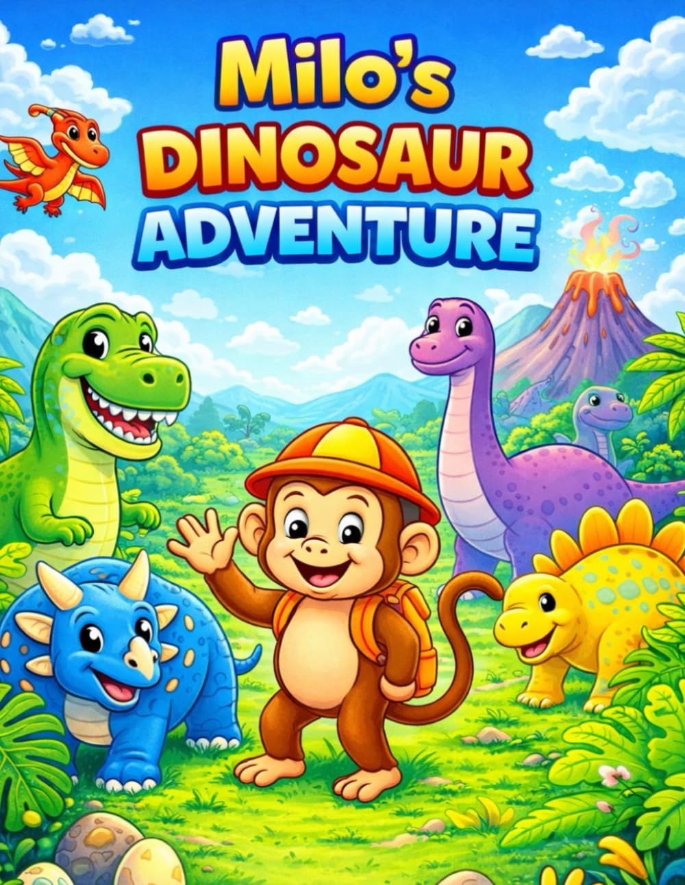 Milo’s Dinosaur Adventure: A Fun and Friendly Dinosaur Coloring Book for Kids Ages 3-8 (The Adventures of Milo the Monkey)