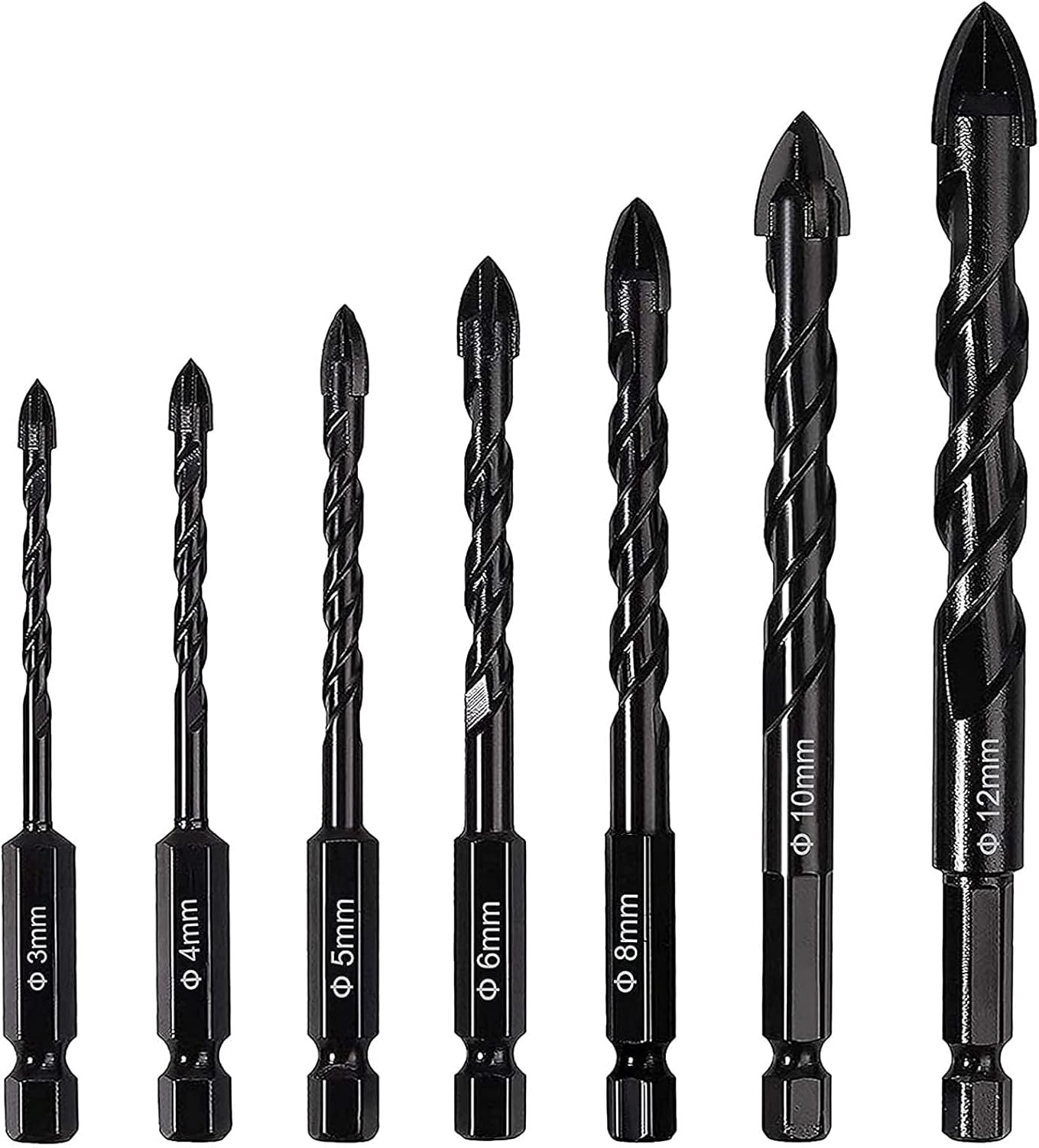 Goomand ガラスドリルビット タイル 穴あけ 超硬刃 コンクリート ドリルビット 六角軸 陶器 ガラス