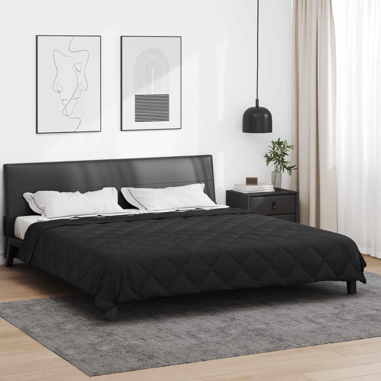 vidaXL Edredón de Todo el Año Negro 200 x 220 cm Microfibra
