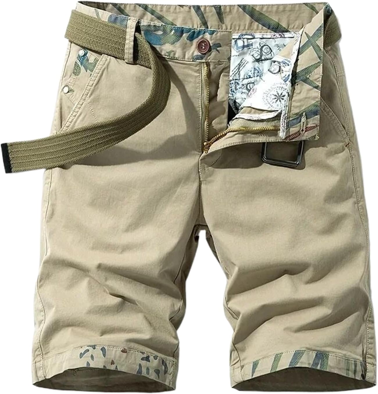 Men Summer Casual Vintage Pockets Solid Cargo Shorts Cotton Tactical Joggers Shorts Male