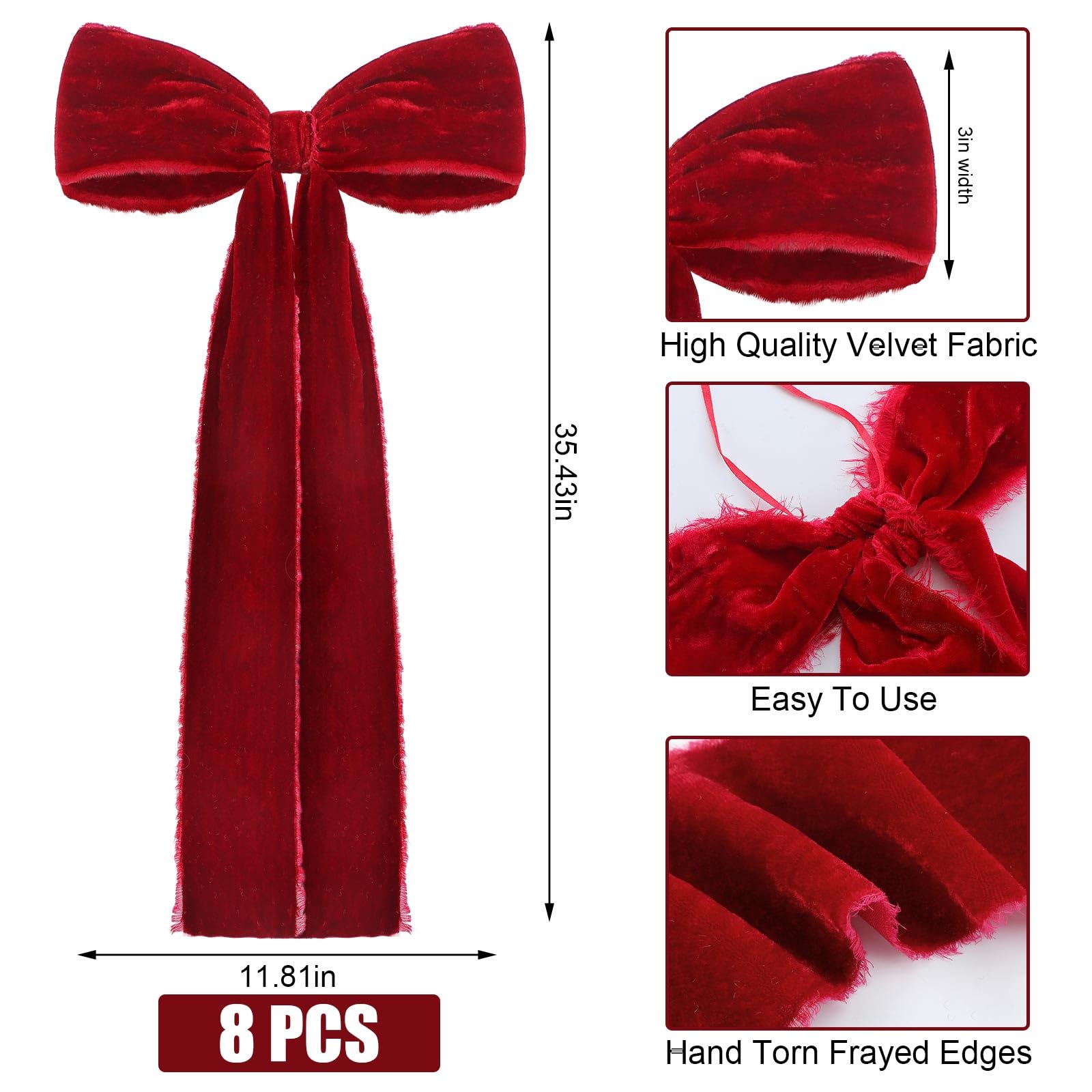 Snapklik.com : Daifunli 4 Pcs Large Velvet Bows For Christmas Tree 35.5 ...