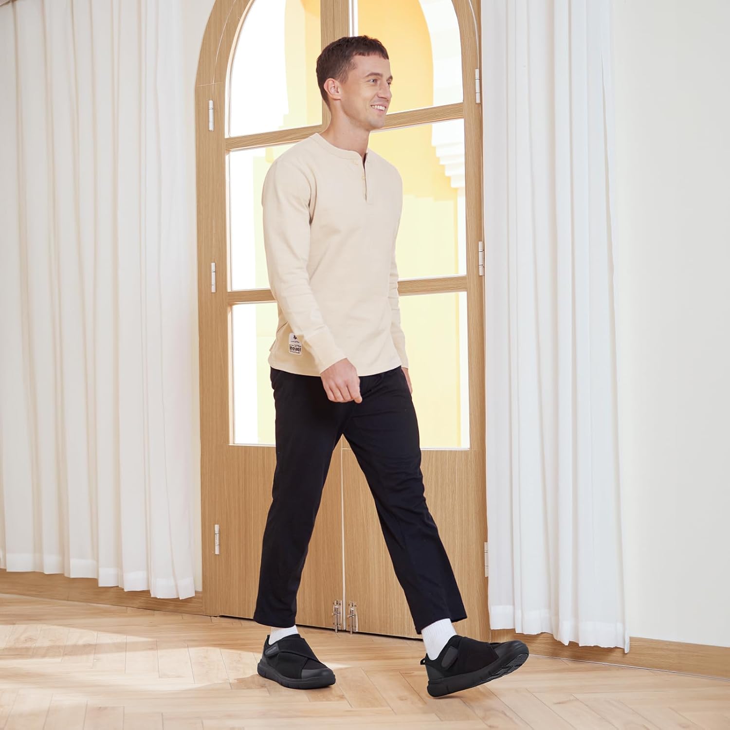 FitVille Men's Diabetic Shoes Extra Wide – Adjustable Closure Walking Shoes for Swollen Feet, Neuropathy & All-Day Standing Comfort – EasyTop V5 - Image 2