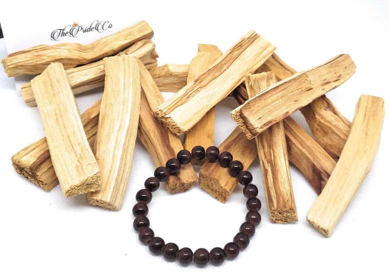 Authentic Palo Santo Holy Stick/Wood (15 Pack) Used to Purify, Cleanse and Relieve Stress with Free Glass Bead Bracelet