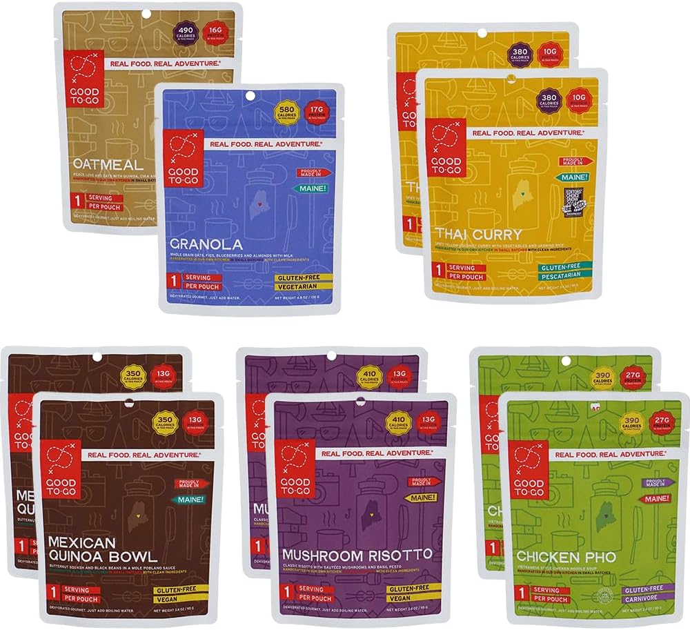 GOOD TO-GO Meals Package Assortments | Tenting Meals, Backpacking Meals | Simply Add Water Meals, Backpacking Meals | Dehydrated Meals Style Higher Than Freeze Dried Meals