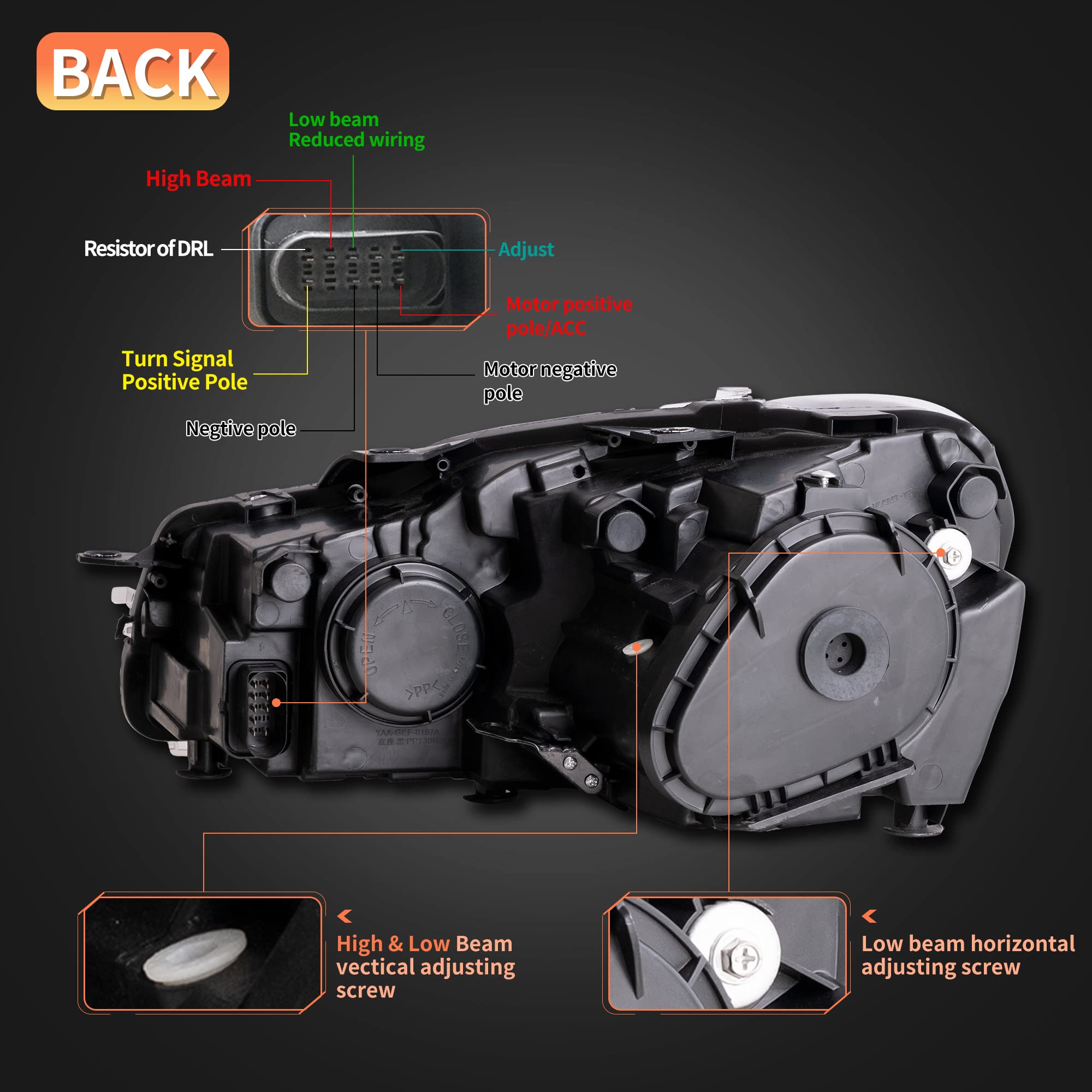 VLAND Fari LED di ricambio per Golf 6 MK6 TSI 2008-2013 (non adatto per GTI/R/TDI) Gruppo lampada anteriore, con indicatore sequenziale (stile b)
