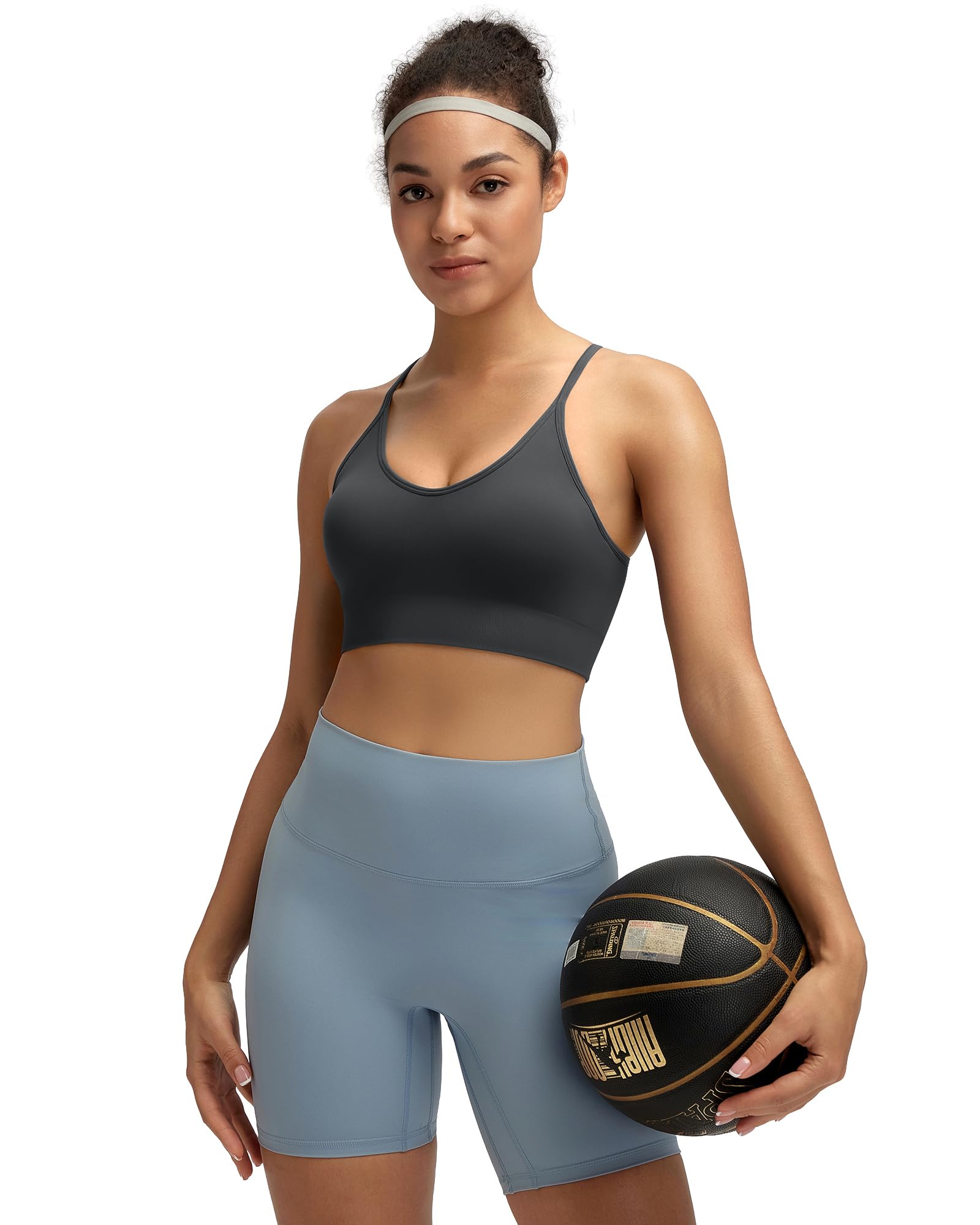 RUNNING GIRL - Sujetador deportivo sin costuras para mujer con espalda cruzada, sujeción media y copas extraíbles