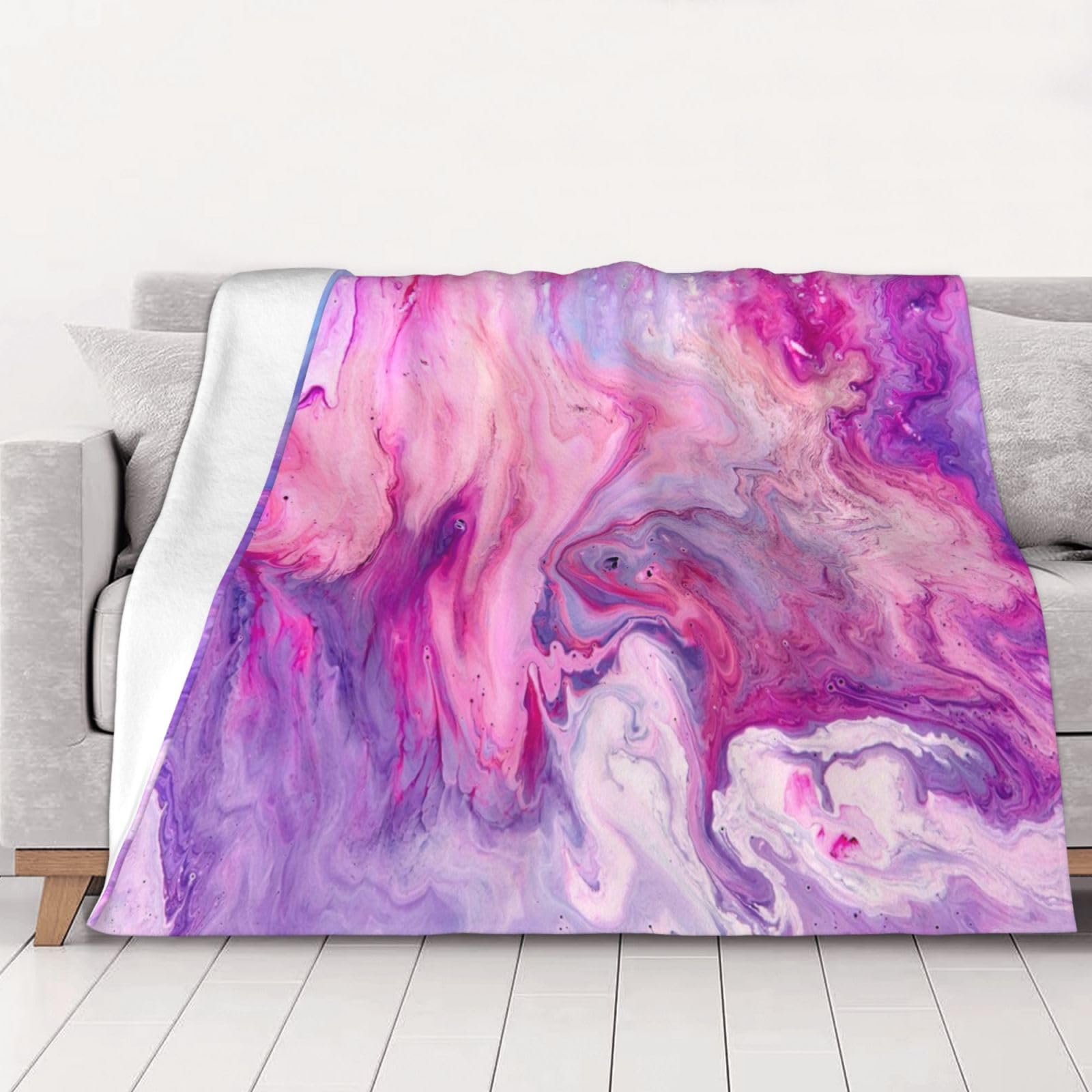 Couverture flanelle marbre violet idée cadeau originale femme et homme