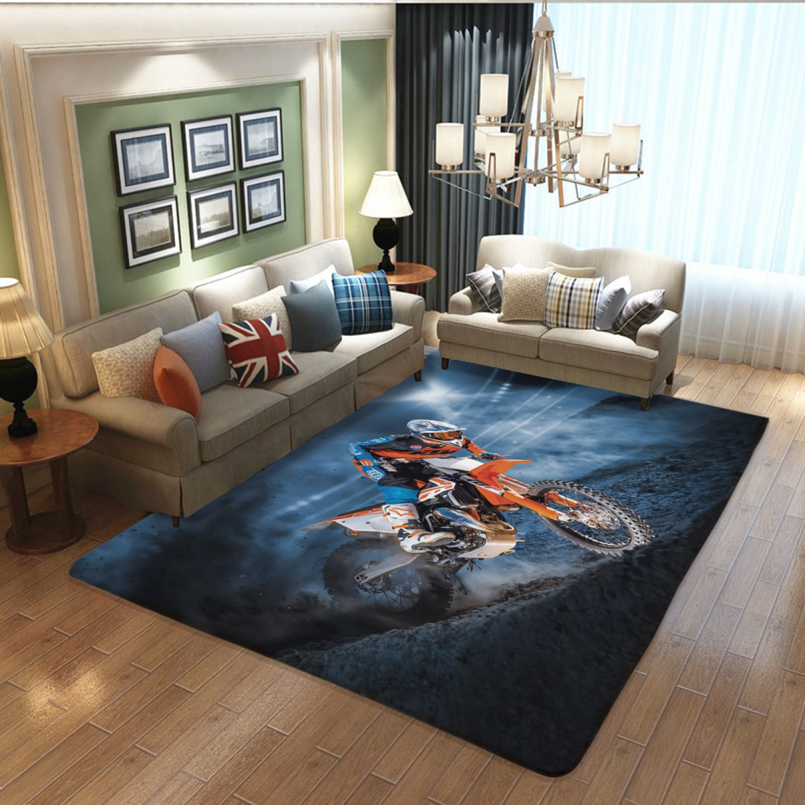 Tapis de salon moto-cross antidérapant et doux pour chambre ado 50x80 cm
