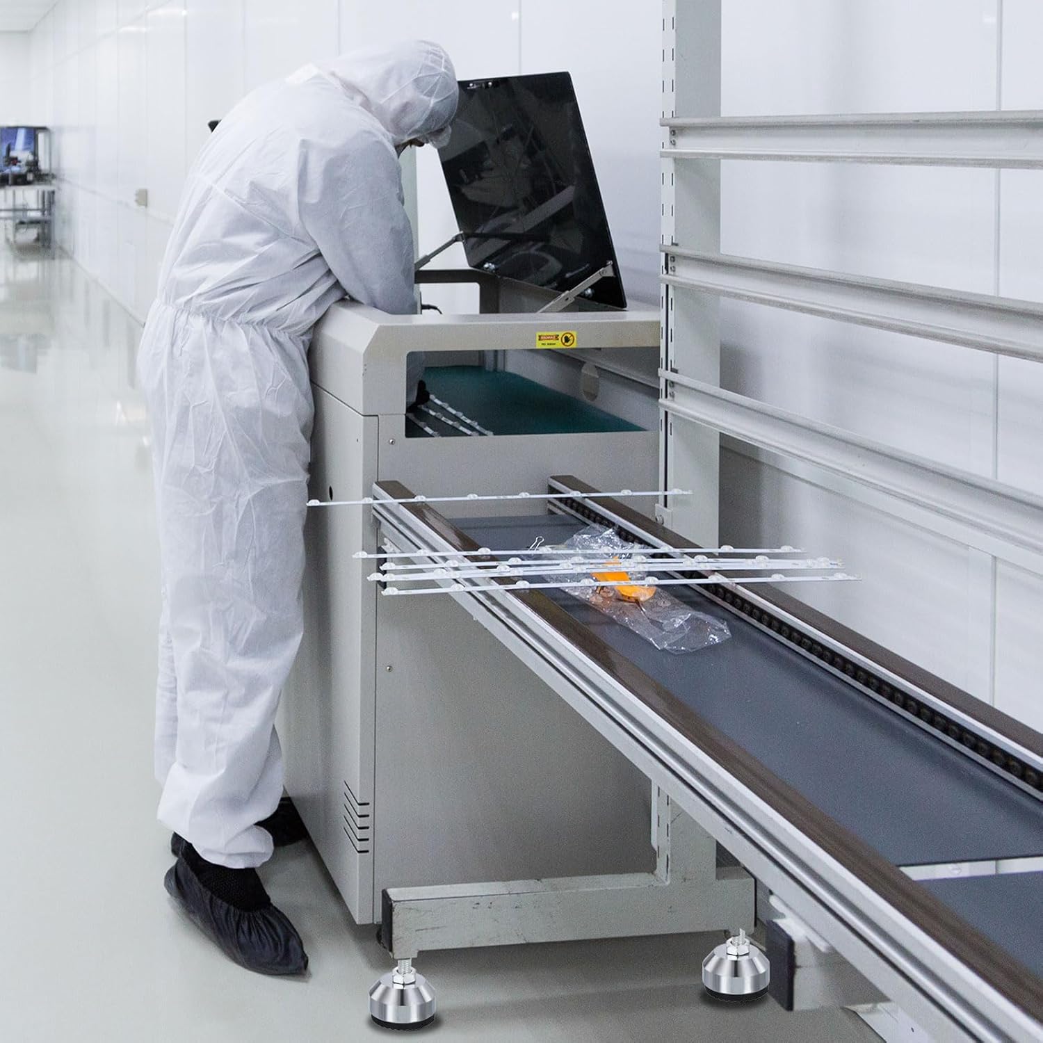 PATIKIL Furniture Leveling Feet 2.4" Dia Base M12 Thread, 4 Pcs Carbon Steel Adjustable Threaded Furniture Levelers Screw on Leg Leveler with Pads for Desk Chair, Black