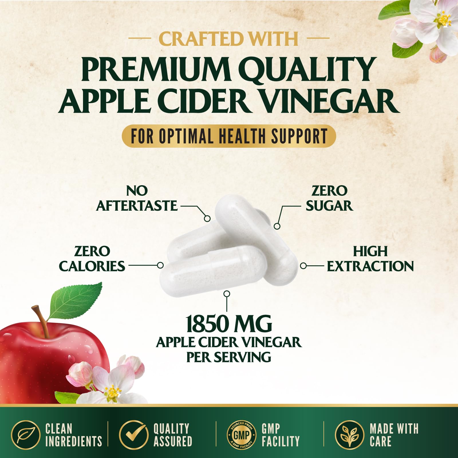 Apple Cider Vinegar Capsules 1877mg - Extra Strength Detox & Cleanse with Vitamin D & Zinc - Premium ACV, Joint Natural Digestion & Immune Support - Vegetarian Gluten Free Supplement - 120 Capsules — Amazon image 3